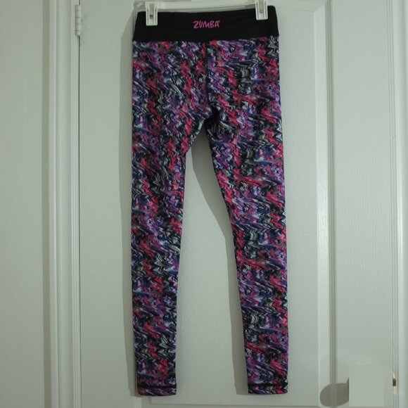 COPY - ZUMBA WEAR Spicy Pink Black purple Skinny Leggings Pants size M - Picture 2 of 6